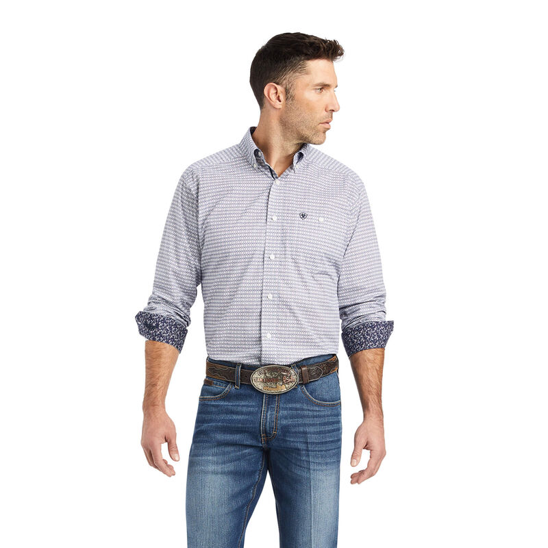 Camisas Ariat Relentless Savvy Stretch Classic Fit Gris/Azules Hombre - Chile 201-CHFITG